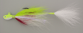 monster peacock bass jig chartreuse white red